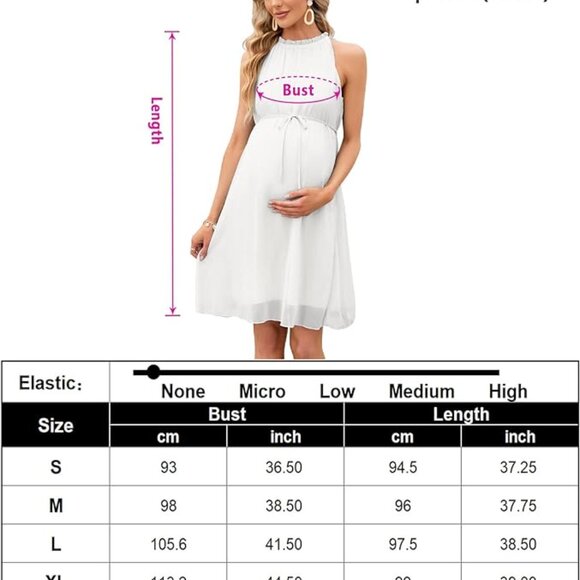 Medium KOJOOIN Maternity Ruffle Halter Neck Dress Summer Casual Boho Sleeveless - Picture 2 of 7